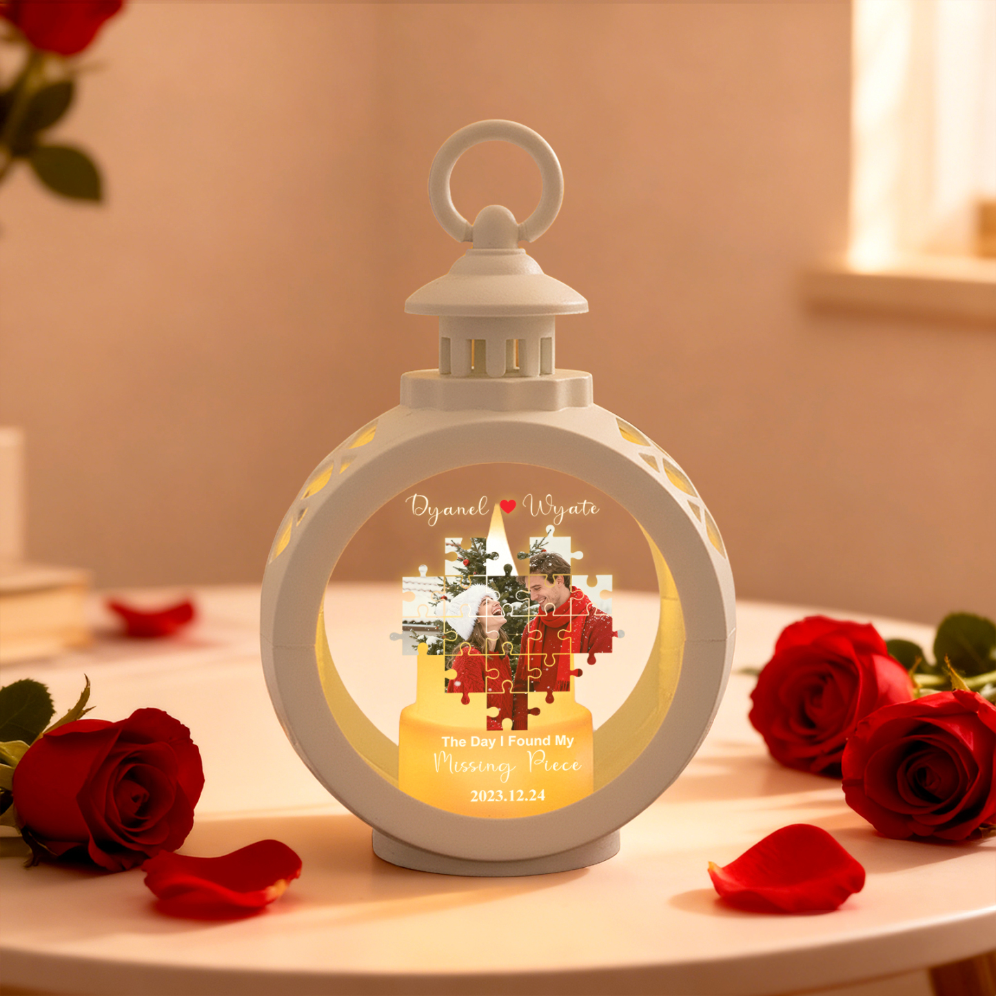 Linterna De Corazón Personalizada Junto A Tus Fotos, Regalos De Amor Personalizados Para Tu Novio O Esposo. - miscalcetinescaramx