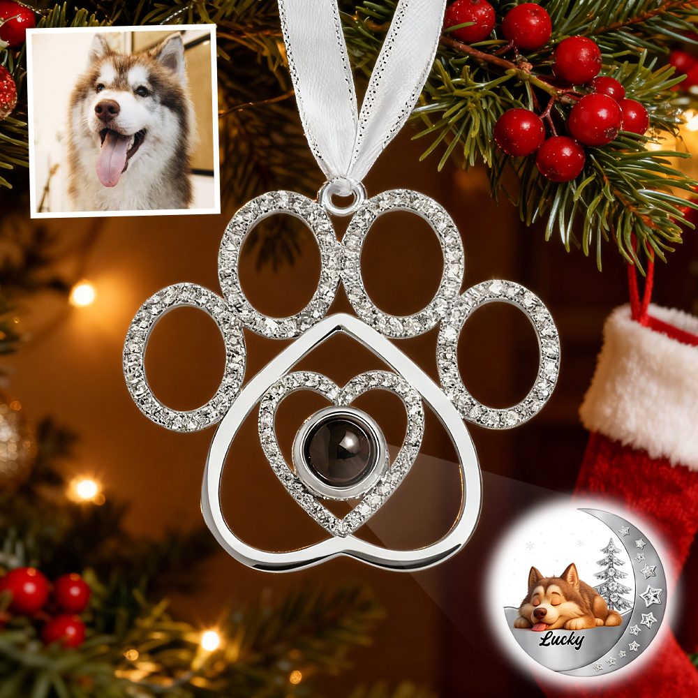 Adorno Fotográfico De Copo De Nieve Personalizado, Adornos De Proyección Personalizados, Regalos De Navidad Para Amantes De Las Mascotas. - miscalcetinescaramx