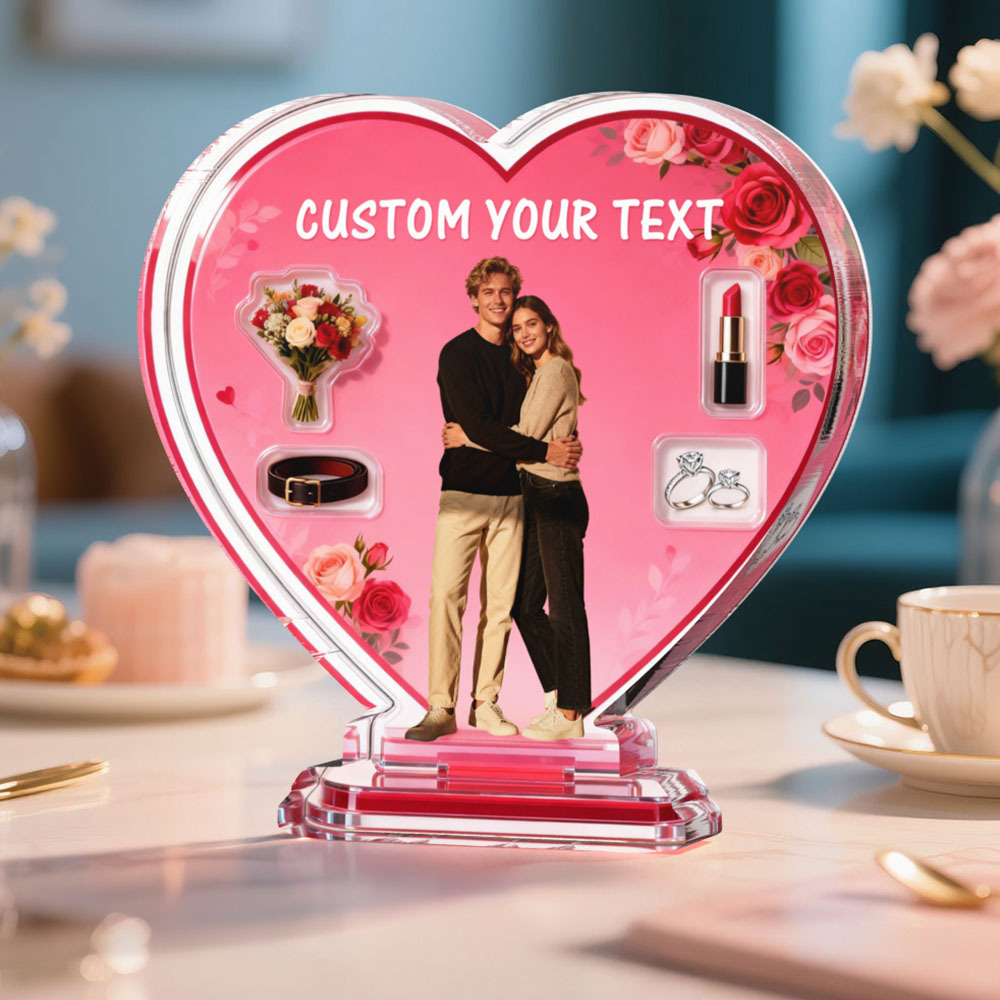 Adorno De Corazón Rojo Con Foto De Pareja Personalizada, Regalo De San Valentín Con Foto Y Texto Personalizados. - miscalcetinescaramx