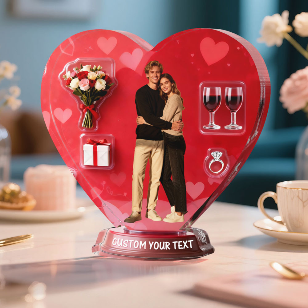 Adorno De Corazón Rojo Con Foto De Pareja Personalizada, Regalo De San Valentín Con Foto Y Texto Personalizados. - miscalcetinescaramx