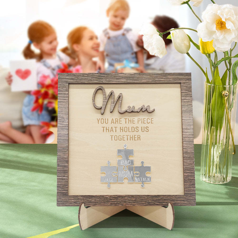 Placa De Rompecabezas Personalizada Para Mamá: 'eres La Pieza Que Nos Mantiene Unidos', Regalo Para El Día De La Madre - miscalcetinescaramx