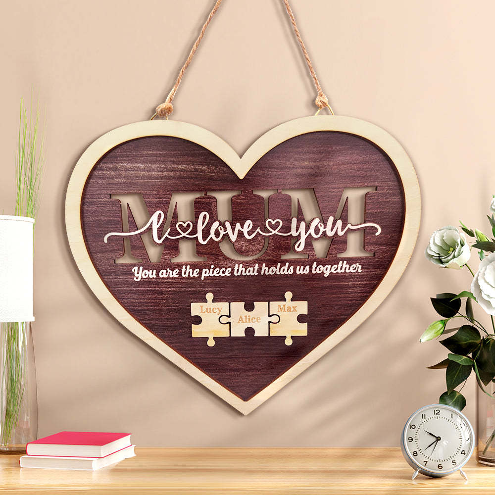 Placa De Rompecabezas De Corazón De Mamá Personalizada. Eres La Pieza Que Nos Mantiene Unidos. Regalo Para El Día De La Madre. - miscalcetinescaramx