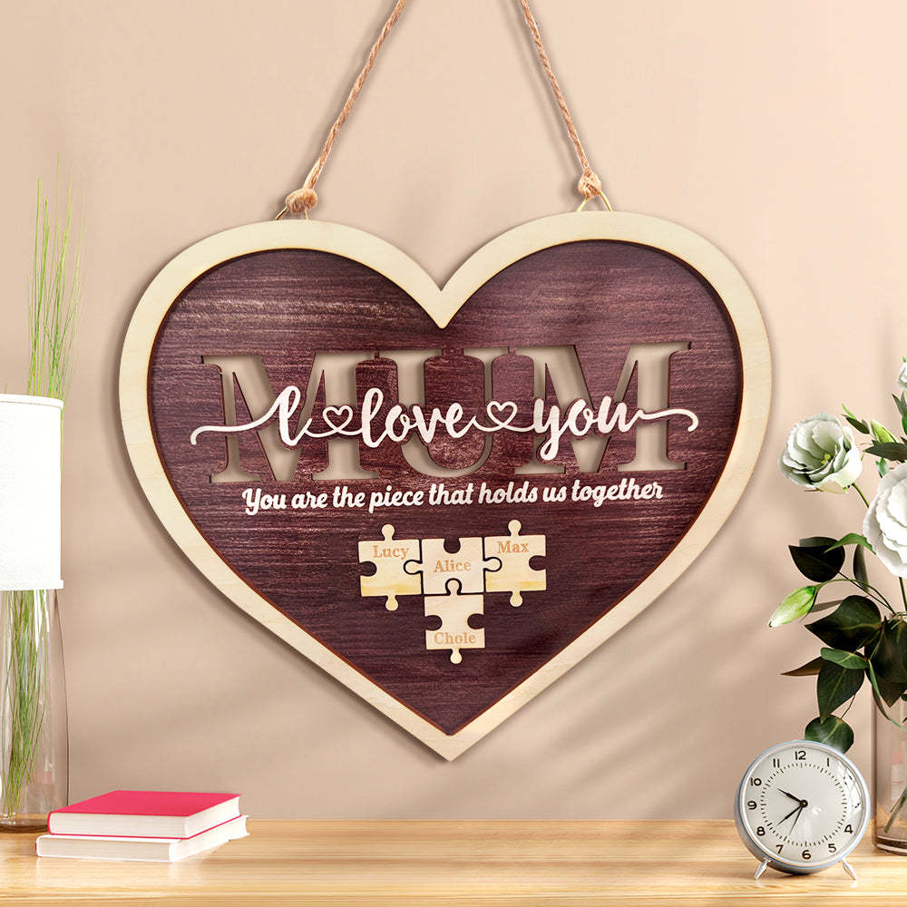 Placa De Rompecabezas De Corazón De Mamá Personalizada. Eres La Pieza Que Nos Mantiene Unidos. Regalo Para El Día De La Madre. - miscalcetinescaramx