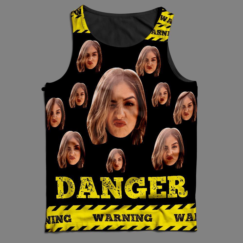 Camiseta Sin Mangas Con Cara Personalizada Danger - MyFaceSocksMX