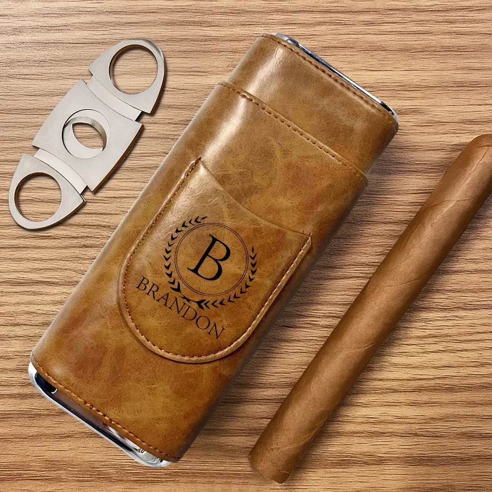 Estuche Para Puros Personalizado, Porta Puros De Cuero Con Cortador, Estuche De Viaje Para Puros, Regalo Para Padrinos De Boda, Regalo Para Papá, Regalo Para Esposo, Regalo Para Él
