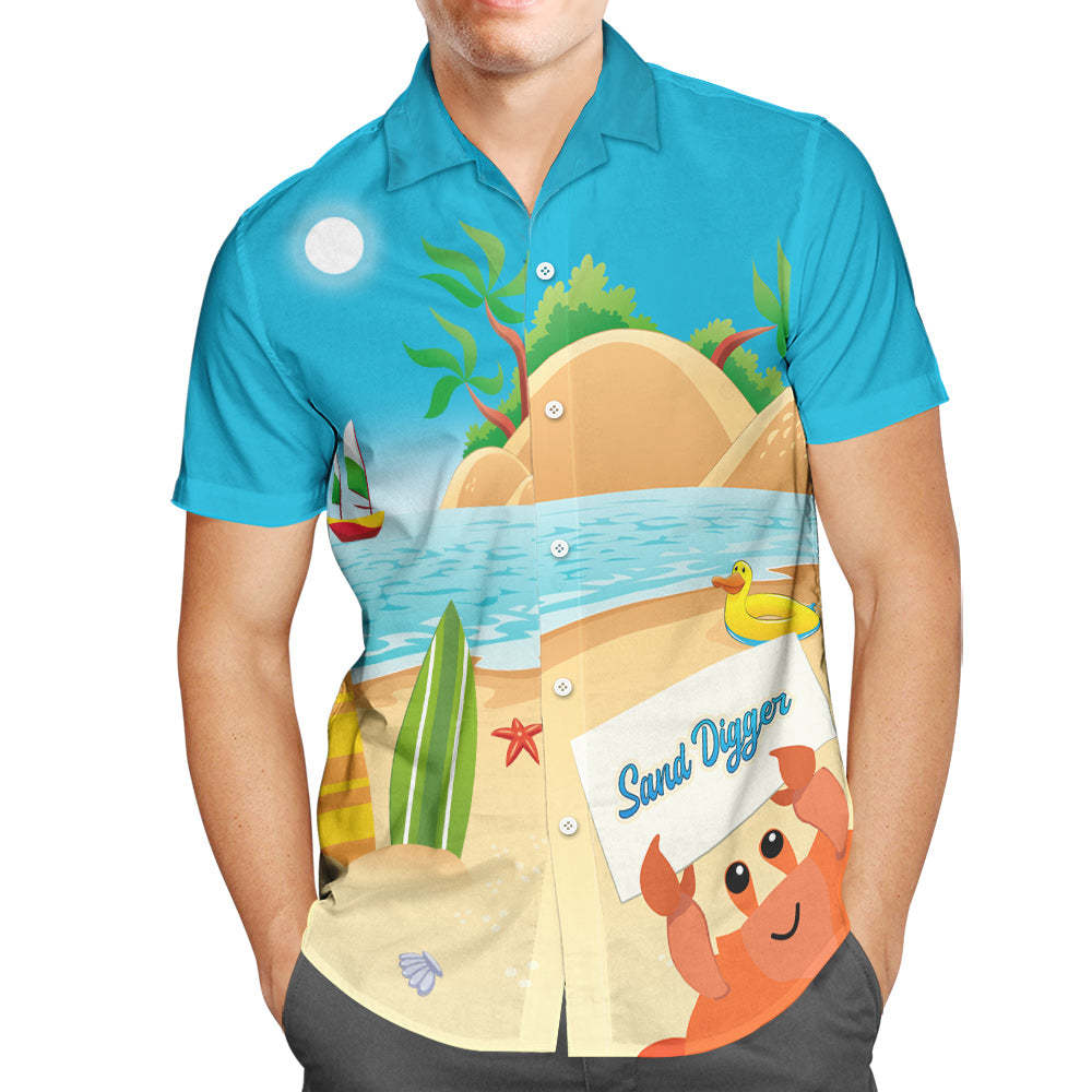Camisa Hawaiana De Cara Personalizada Texto Personalizado Sand Digger Regalos Para Los Amantes Del Voleibol - MyFaceSocksMX