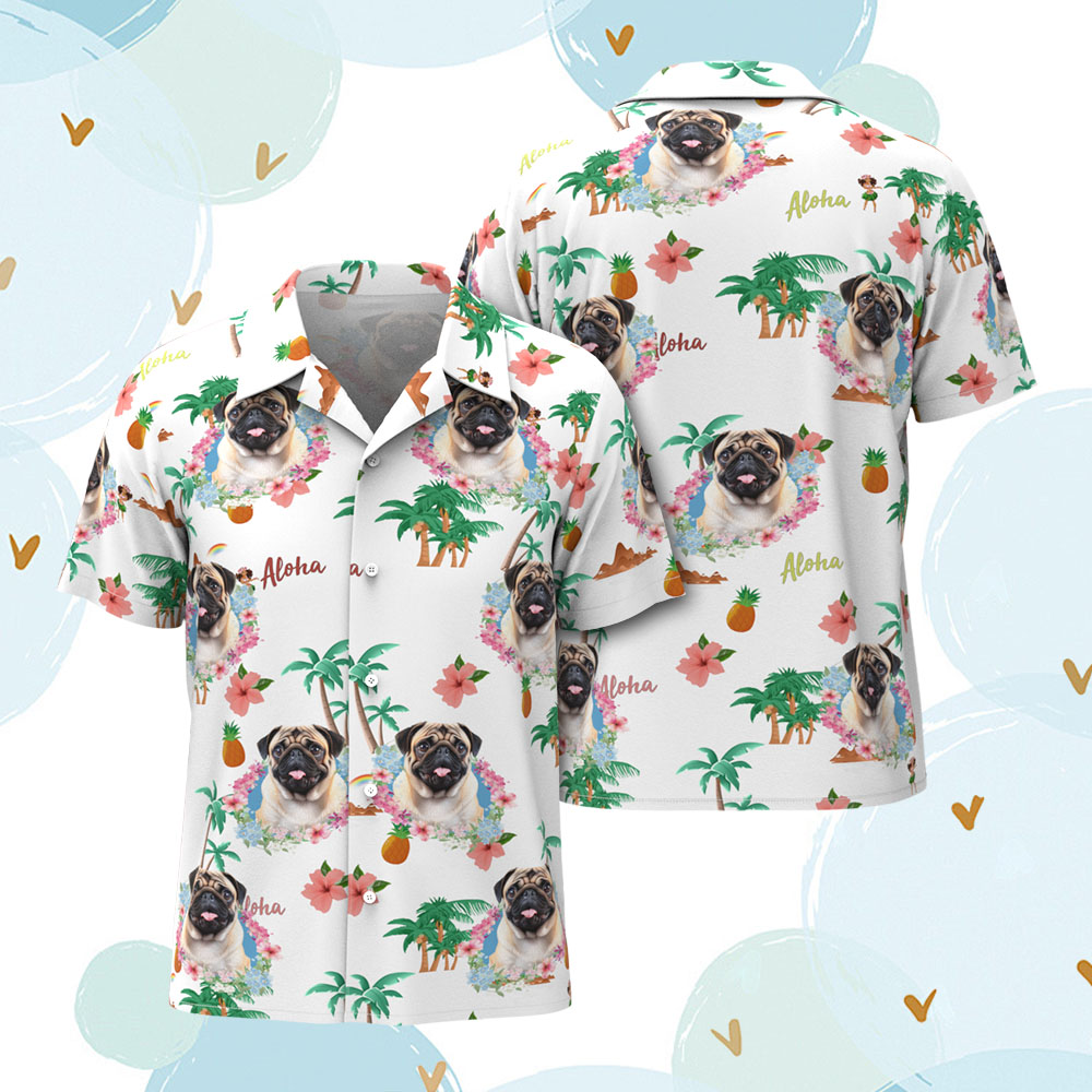 Camisas Hawaianas Personalizadas Para Hombre, Camisa Hawaiana Tropical Con Cara De Mascota, Regalo Para Amantes De Las Mascotas