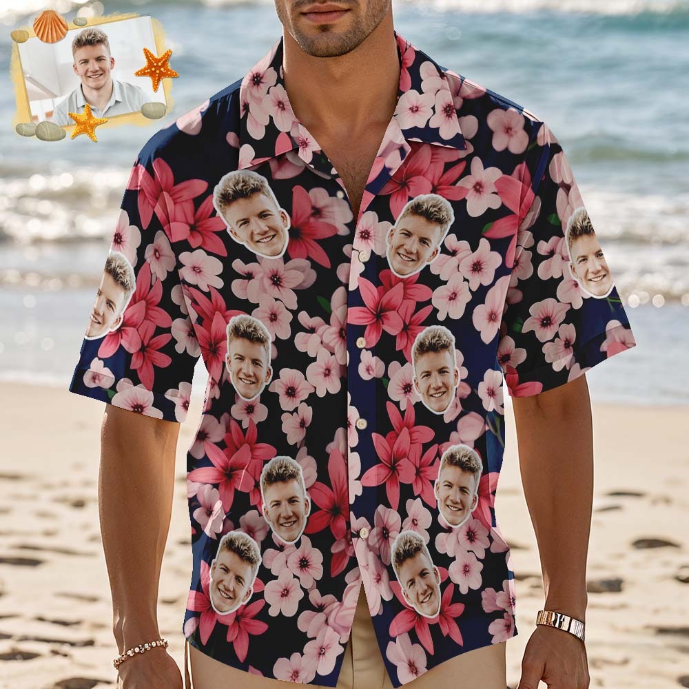Camisa Hawaiana Personalizada Con Hojas Verdes Y Flamencos. Camisa Hawaiana Personalizada Con Foto. Camisas Divertidas Para Fiestas De Vacaciones. - miscalcetinescaramx