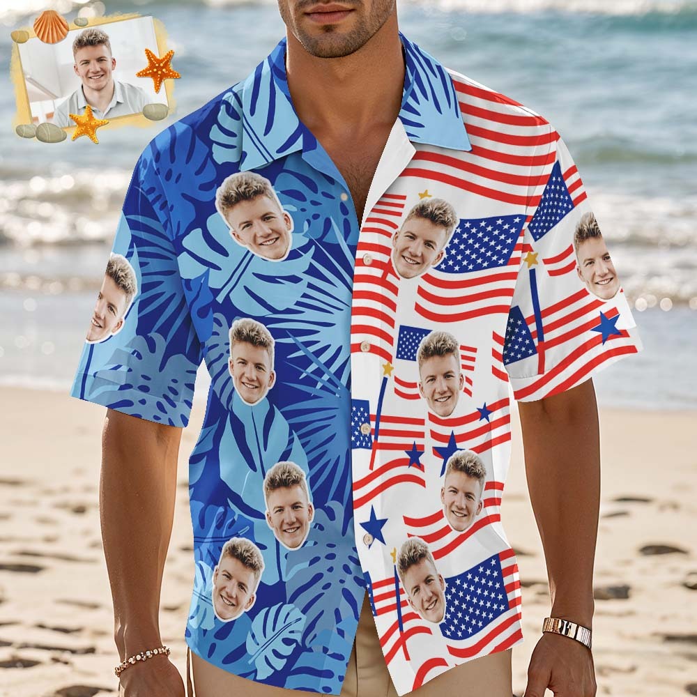 Camisa Hawaiana Personalizada Con Hojas Verdes Y Flamencos. Camisa Hawaiana Personalizada Con Foto. Camisas Divertidas Para Fiestas De Vacaciones. - miscalcetinescaramx