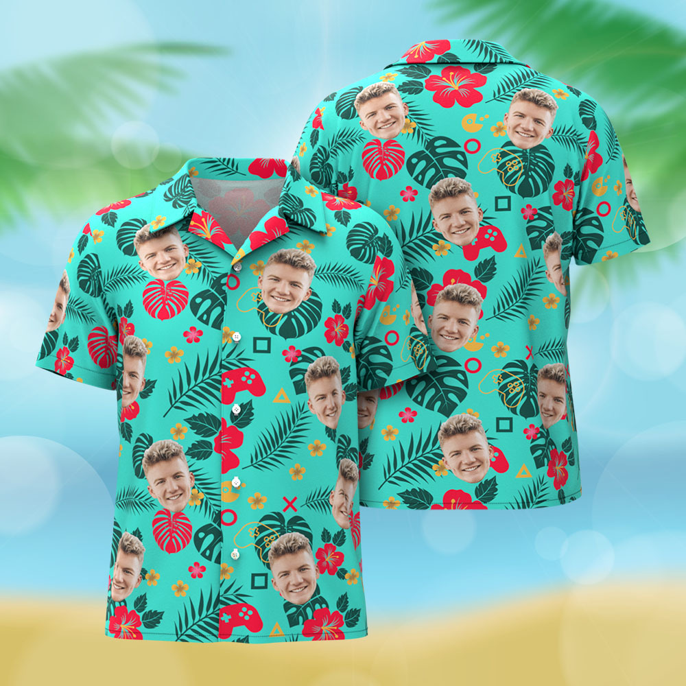 Camisas Hawaianas Personalizadas Con Hojas Y Flores Verdes Para Hombre, Camisa Hawaiana Con Estampado Hawaiano, Regalo Para Vacaciones De Verano. - miscalcetinescaramx