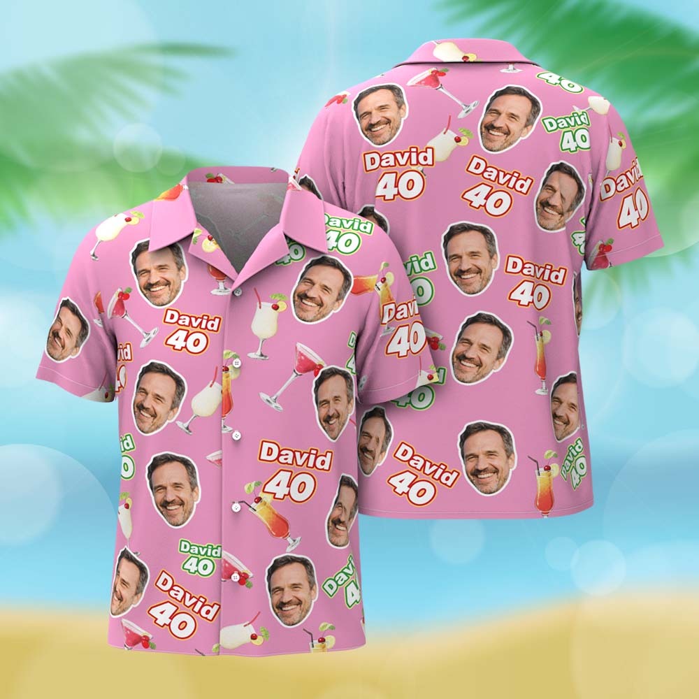 Camisa Hawaiana Verde Personalizada Con Cara Y Nombre Para Cumpleaños, Camisa Divertida Para Fiesta De Cumpleaños Con Cara Personalizada, Foto De Cara Personalizada, Camisa Grupal A Juego Para Fiesta De Cumpleaños. - miscalcetinescaramx