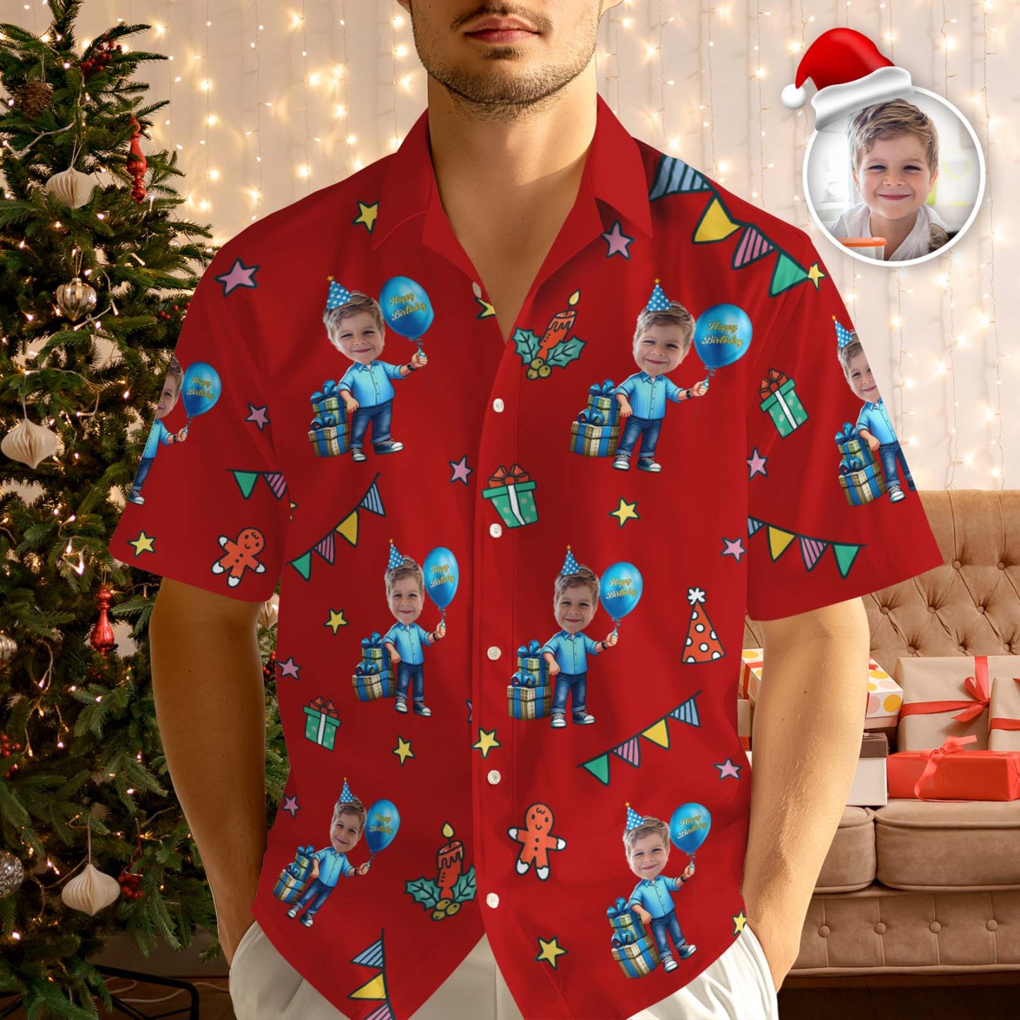 Camisa Hawaiana Personalizada De Cumpleaños Y Navidad, Regalo De Navidad Para Familiares Y Amigos. - miscalcetinescaramx