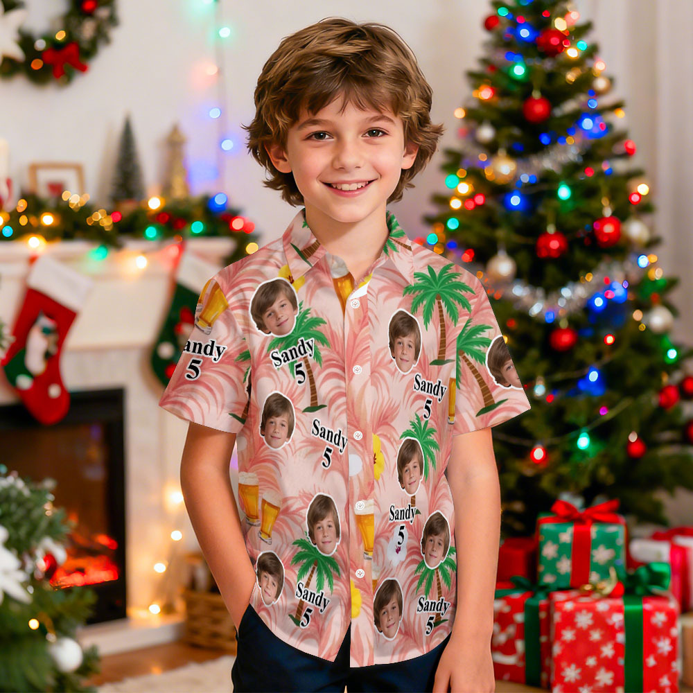Camisa Hawaiana Personalizada Con Foto Para Niños, Camisa Hawaiana Personalizada Con Foto De Cara, Regalo Para Fiesta De Cumpleaños - miscalcetinescaramx