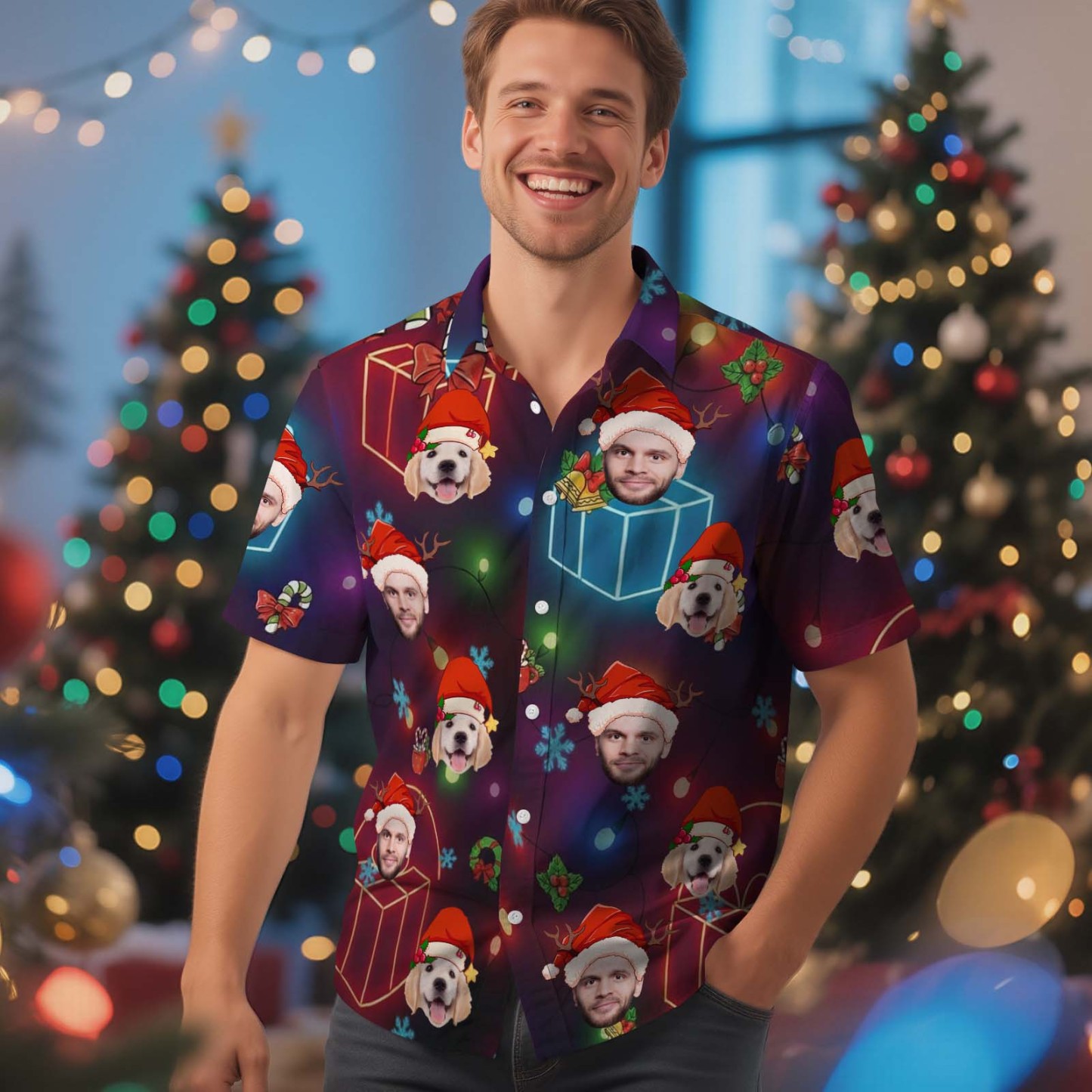 Camisa Hawaiana Personalizada Con Rostro Rosa Claro, Edad Y Nombre, Camisa Hawaiana Personalizada Para Hombre Con Foto De Rostro, Camisa Hawaiana, Camisa Aloha, Regalo De Cumpleaños Y Navidad - miscalcetinescaramx