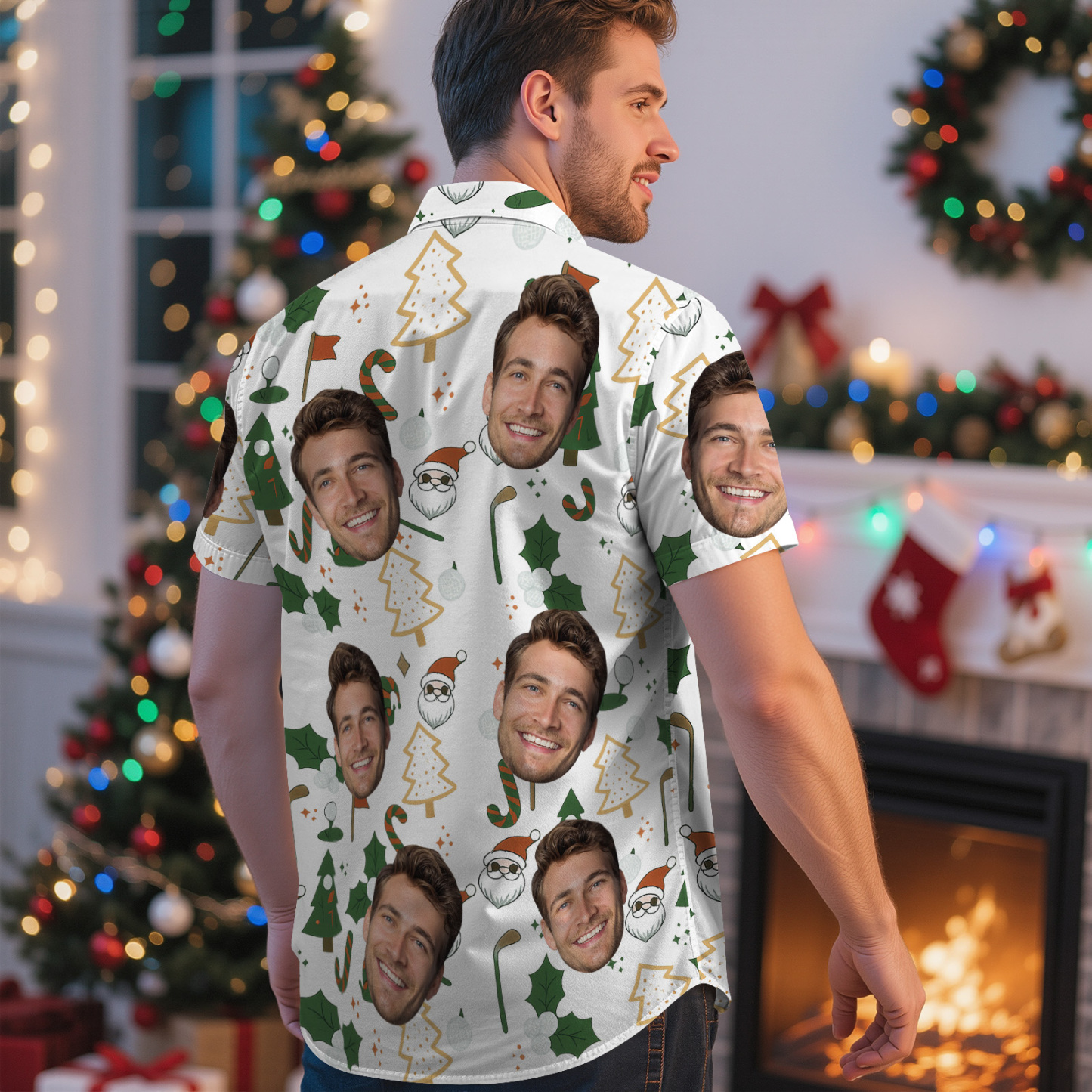 Camisa Hawaiana Personalizada Con Foto De Cara Para Hombre, Regalo De Navidad, Caja De Regalo Navideña, Camisa Hawaiana Personalizada Con Foto De Cara. - miscalcetinescaramx