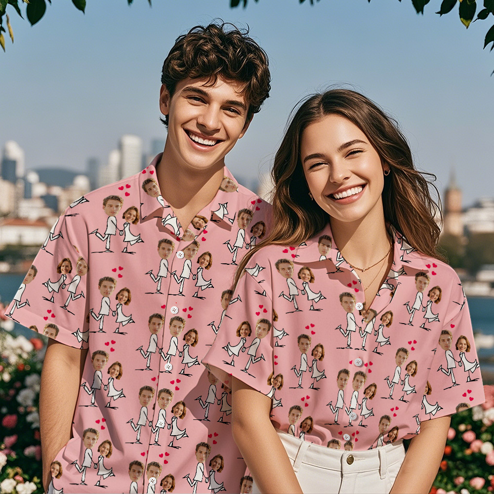 Camisa Hawaiana De Cara De Pareja Personalizada Camisa De Posición Linda Camisa Hawaiana De Pareja Personalizada Con Foto De Cara Camisa Hawaiana Idea De Regalo De Aniversario - miscalcetinescaramx