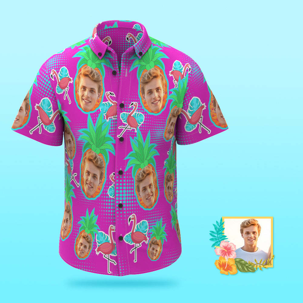 Foto Personalizada Camisa Hawaiana Vacaciones En La Playa Popular Para Hombres Estampado Completo Camisa Hawaiana En La Playa Regalo De Vacaciones Flamenco - MyFaceSocksMX