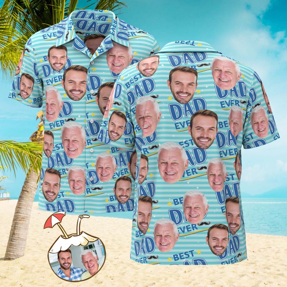 Camisa Hawaiana Con Estampado De Cara Personalizada Regalo Increíble Para Papá Para El Mejor Padre - MyFaceSocksMX
