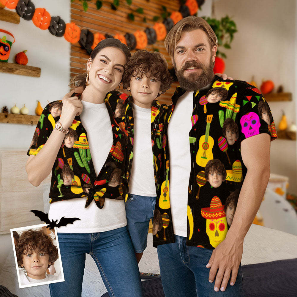 Traje Hawaiano A Juego Con Cara Personalizada, Fiesta De Halloween, Ropa Para Padres E Hijos - MyFaceSocksMX