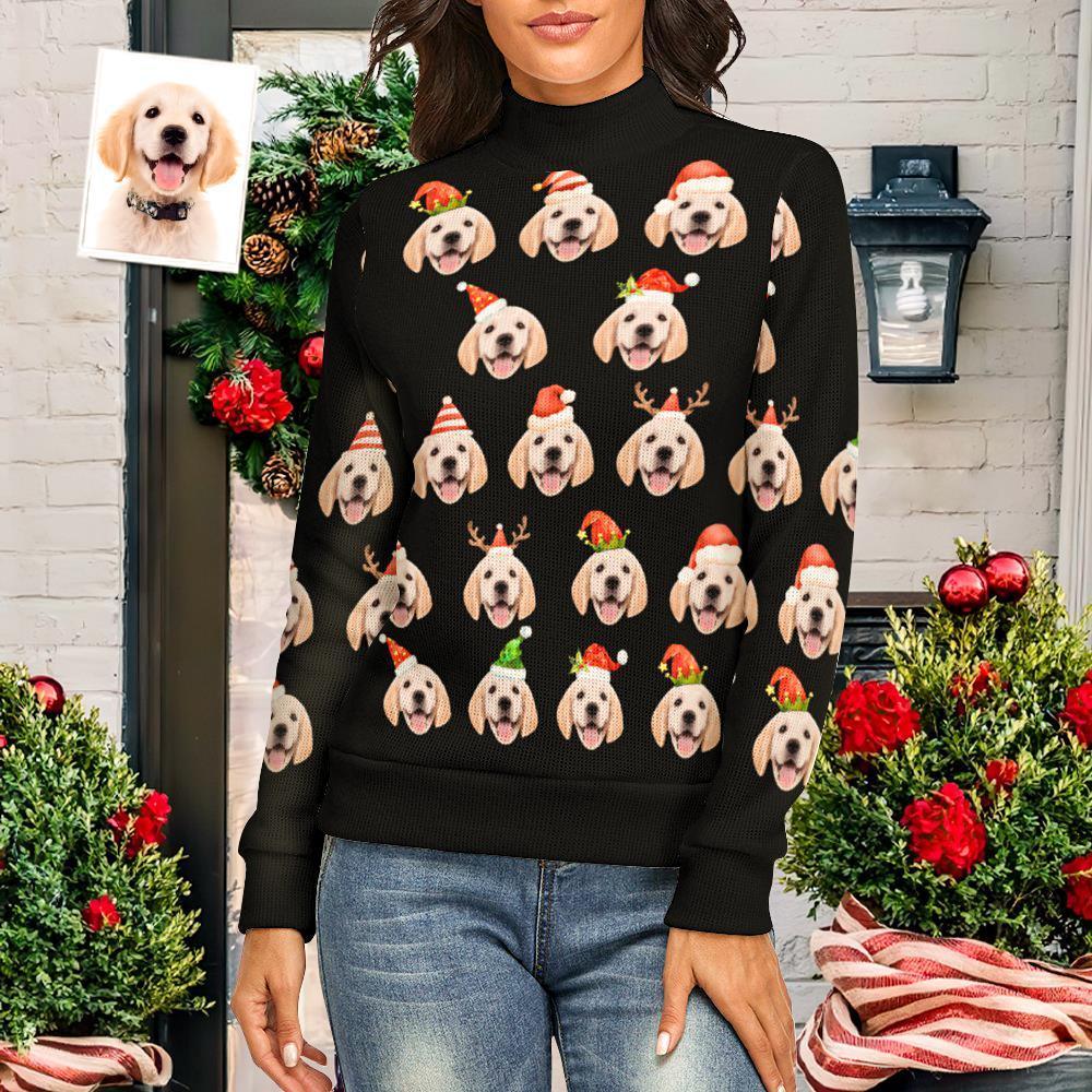 Spandex Personalizado Del Suéter Del Tema Del Animal Doméstico De La Navidad De Las Mujeres De La Cara Cómodo - MyFaceSocksMX