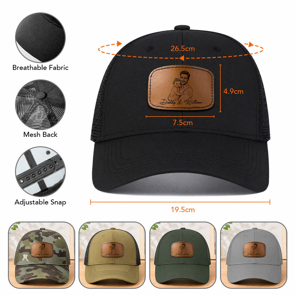Regalos Del Día Del Padre, Boceto Fotográfico Personalizado, Arte Lineal, Regalo Del Día Del Padre Para Papá, Esposo, Gorra Personalizada - miscalcetinescaramx