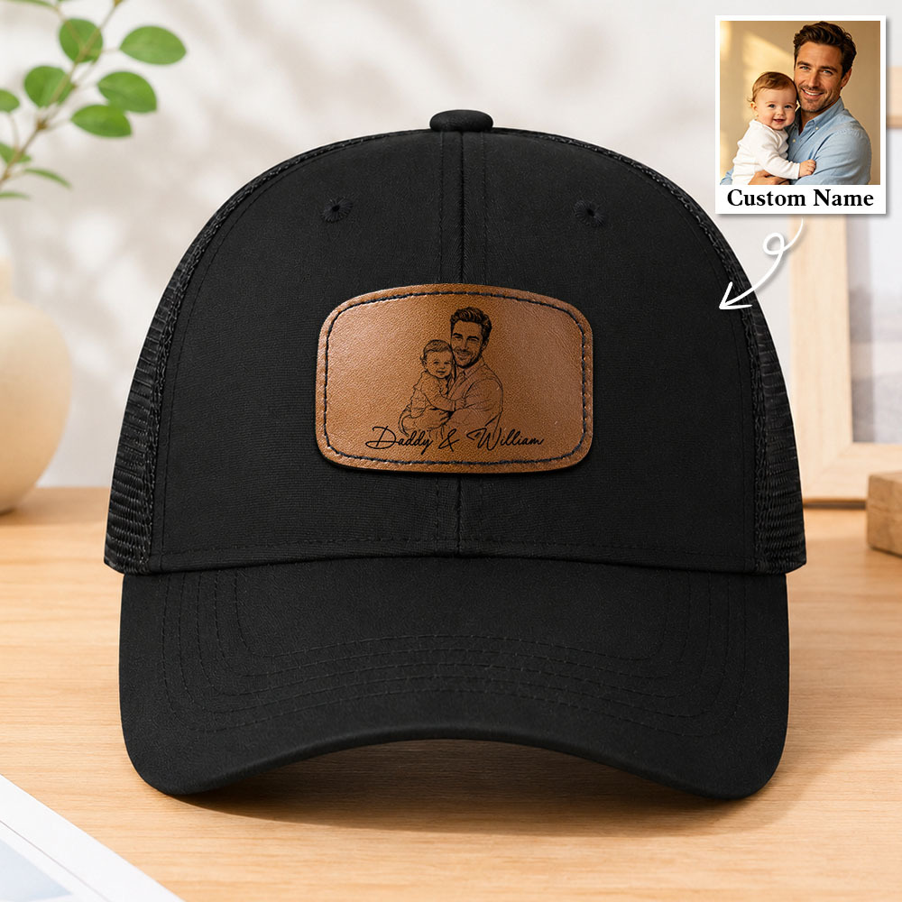 Regalos Del Día Del Padre, Boceto Fotográfico Personalizado, Arte Lineal, Regalo Del Día Del Padre Para Papá, Esposo, Gorra Personalizada - miscalcetinescaramx