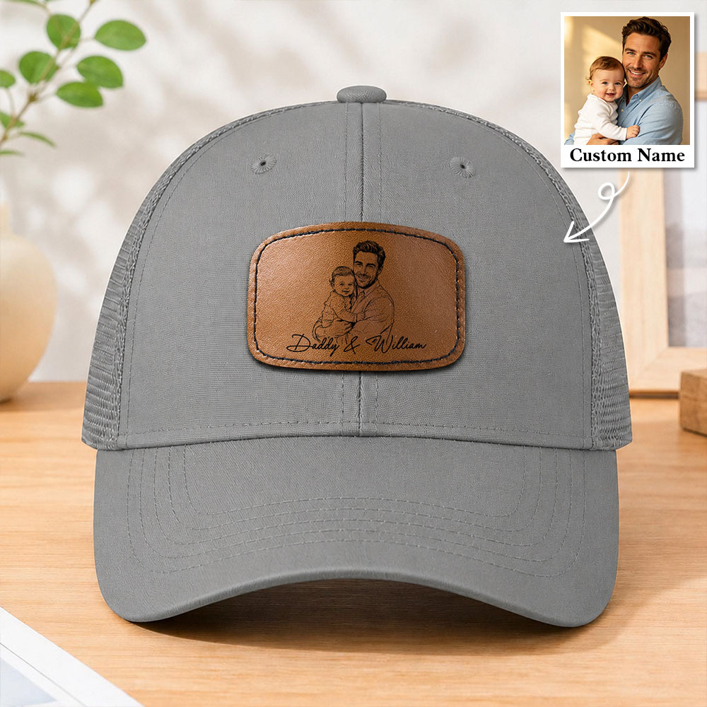 Regalos Del Día Del Padre, Boceto Fotográfico Personalizado, Arte Lineal, Regalo Del Día Del Padre Para Papá, Esposo, Gorra Personalizada - miscalcetinescaramx