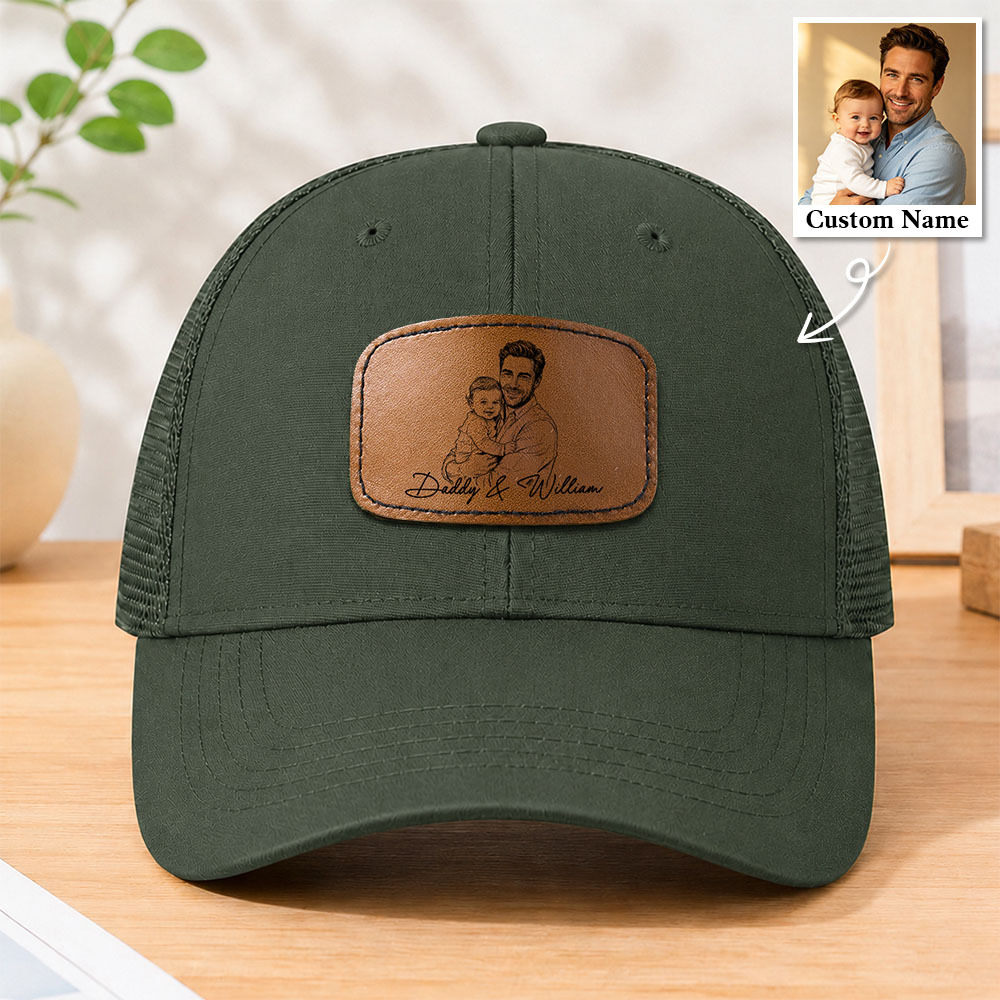 Regalos Del Día Del Padre, Boceto Fotográfico Personalizado, Arte Lineal, Regalo Del Día Del Padre Para Papá, Esposo, Gorra Personalizada - miscalcetinescaramx
