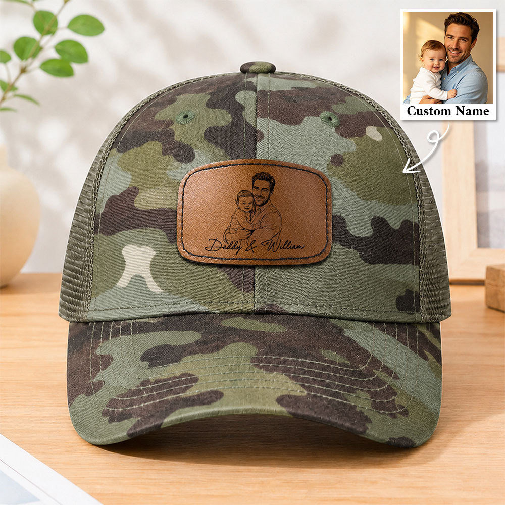 Regalos Del Día Del Padre, Boceto Fotográfico Personalizado, Arte Lineal, Regalo Del Día Del Padre Para Papá, Esposo, Gorra Personalizada - miscalcetinescaramx