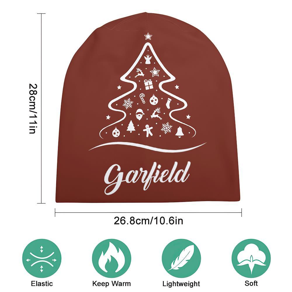 Gorra De Jersey Con Estampado Completo Personalizado Con Texto Gorros De Gorrita Tejida Personalizados Regalo De Navidad Para Él - Árbol De Navidad - MyFaceSocksMX