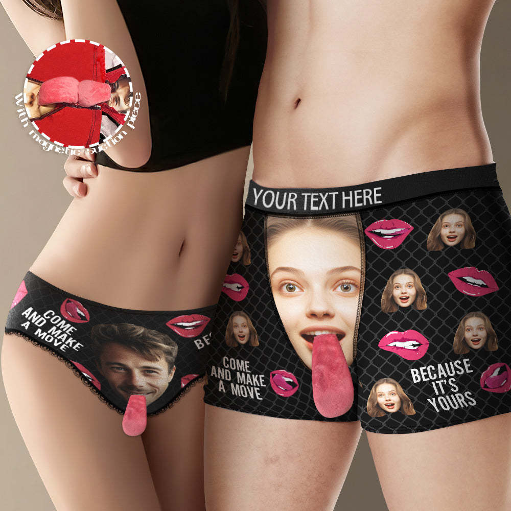 Ropa Interior Facial Personalizada Ropa Interior De Lengua Magnética Personalizada Ven Y Haga Un Movimiento Regalos Del Día De San Valentín Para Pareja - MyFaceSocksMX