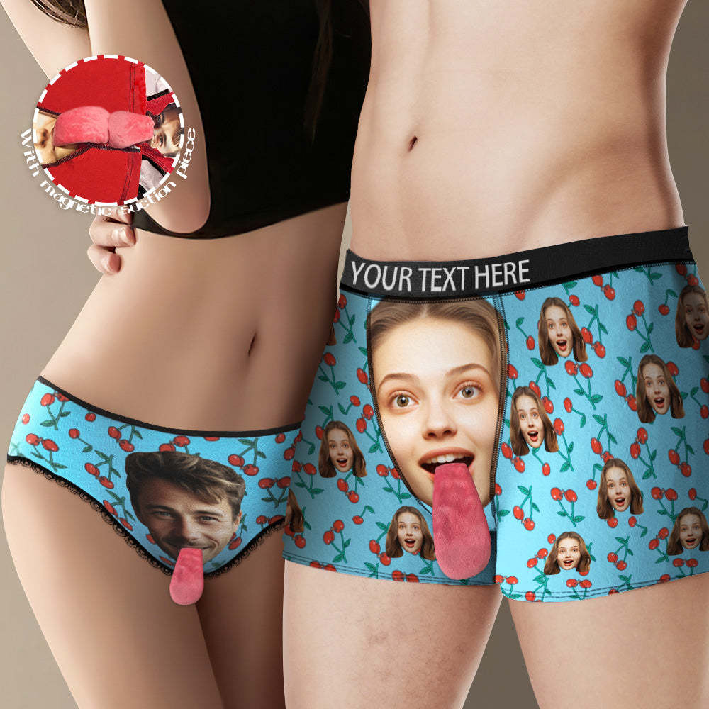 Ropa Interior Facial Personalizada, Ropa Interior De Lengua Magnética Personalizada, Regalos Del Día De San Valentín De Cereza Para Pareja - MyFaceSocksMX