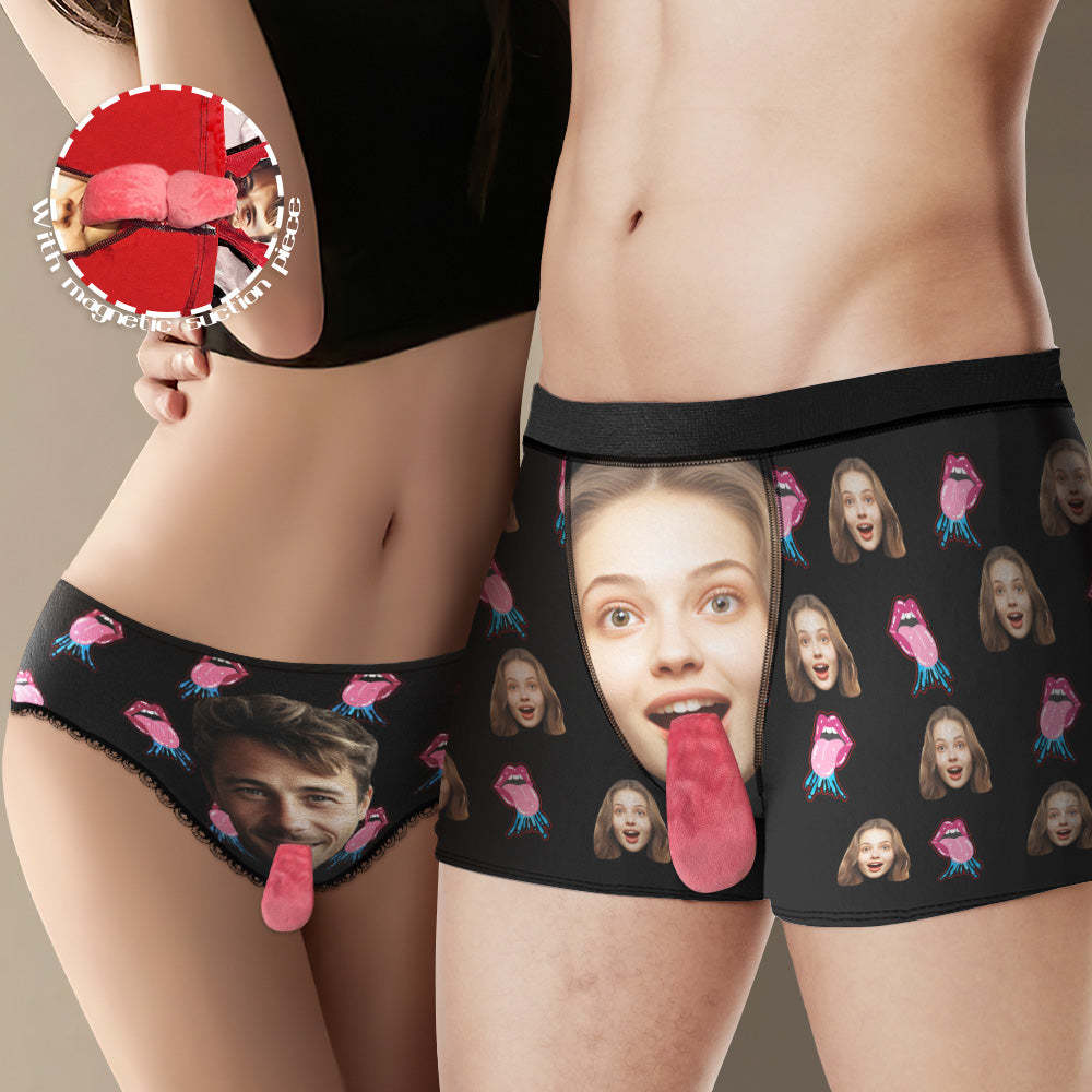 Ropa Interior Facial Personalizada, Ropa Interior De Lengua Magnética Personalizada, Labios Sexys, Regalos Del Día De San Valentín Para Pareja - MyFaceSocksMX