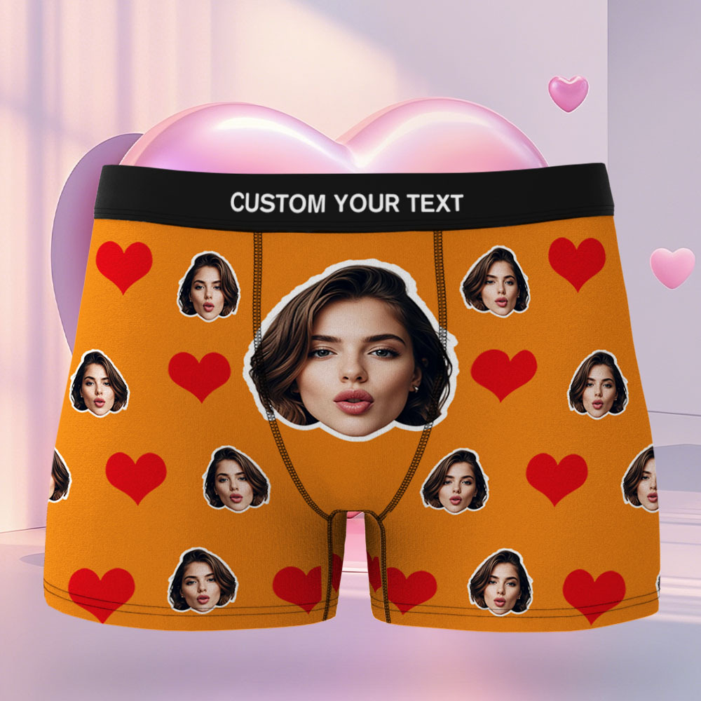 Calzoncillos Tipo Bóxer Con Cara Personalizada Para Hombre, Calzoncillos Tipo Bóxer Con Forma De Corazón Rojo, Ropa Interior Para El Día De San Valentín, Regalo - miscalcetinescaramx