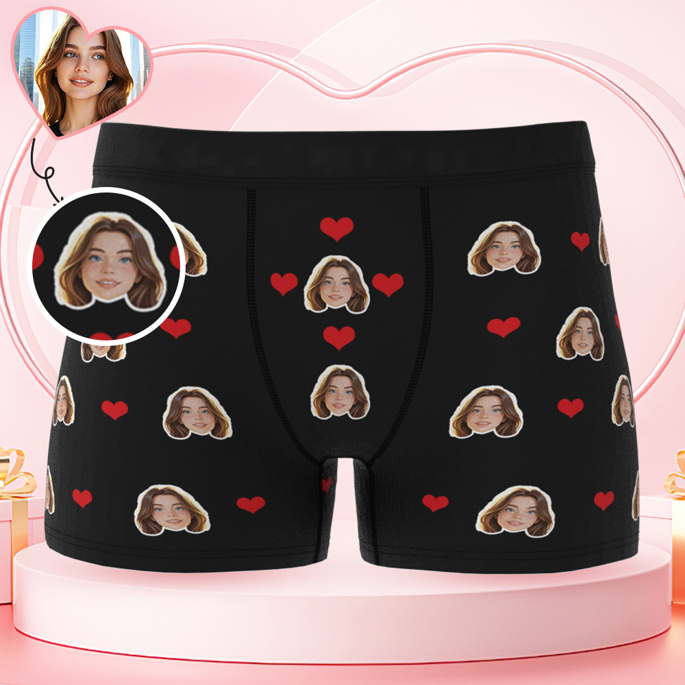 Ropa Interior Personalizada Con Foto De Corazón Y Cara De Dibujos Animados Para Hombre, Regalo De San Valentín Y Navidad Para Pareja.