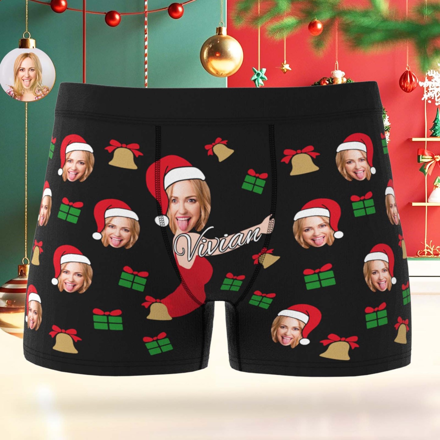 Bóxer Personalizado Para Hombre, Ropa Interior Con Foto Personalizada, Regalo De Navidad - miscalcetinescaramx