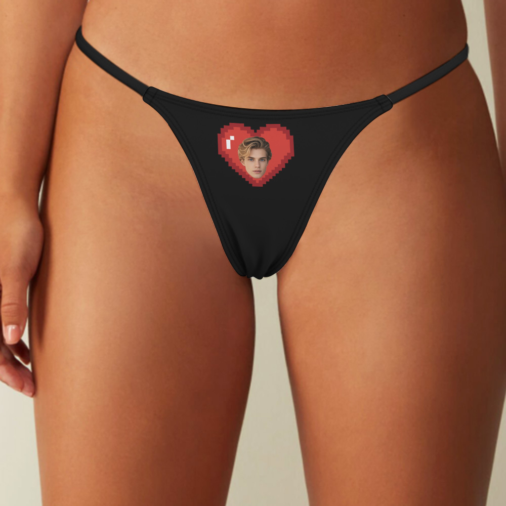 Tangas Personalizadas Con Foto De Corazón Y Cara, Ropa Interior Divertida, Regalo De San Valentín Para Ella - miscalcetinescaramx