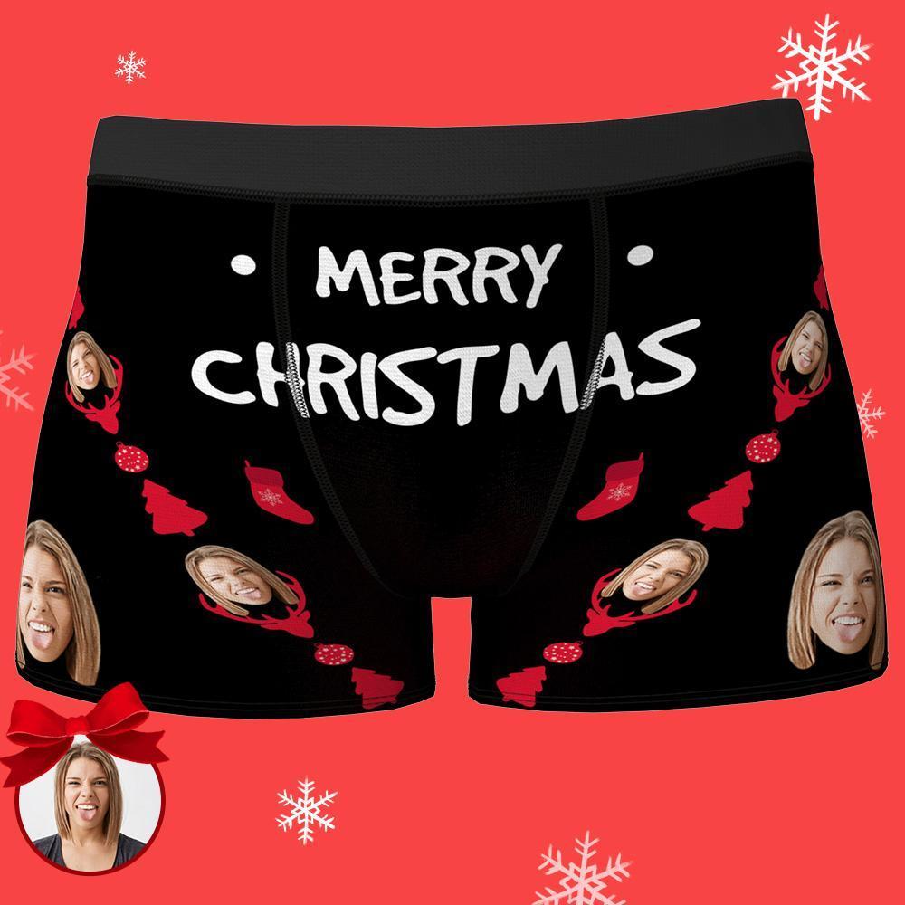 Boxer personalizado con foto,Regalos de Navidad-Cadena de Navidad