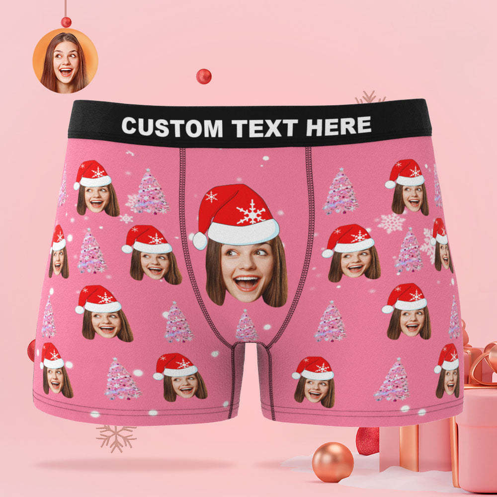 Calzoncillos Bóxer De Árbol De Navidad Rosa Con Cara Personalizada Regalo De Navidad Divertido Personalizado - MyFaceSocksMX