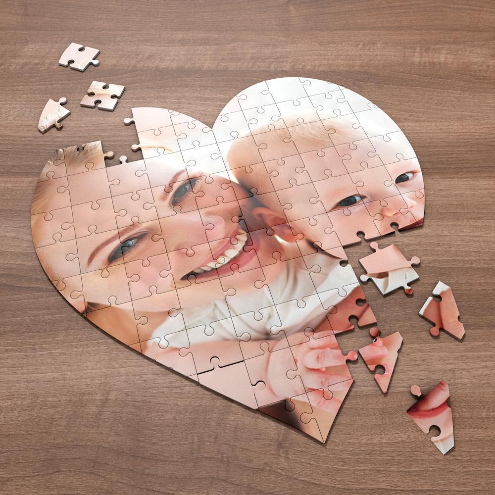 Rompecabezas Personalizado Con Foto Familiar En Forma De Corazón - MyFaceSocksMX