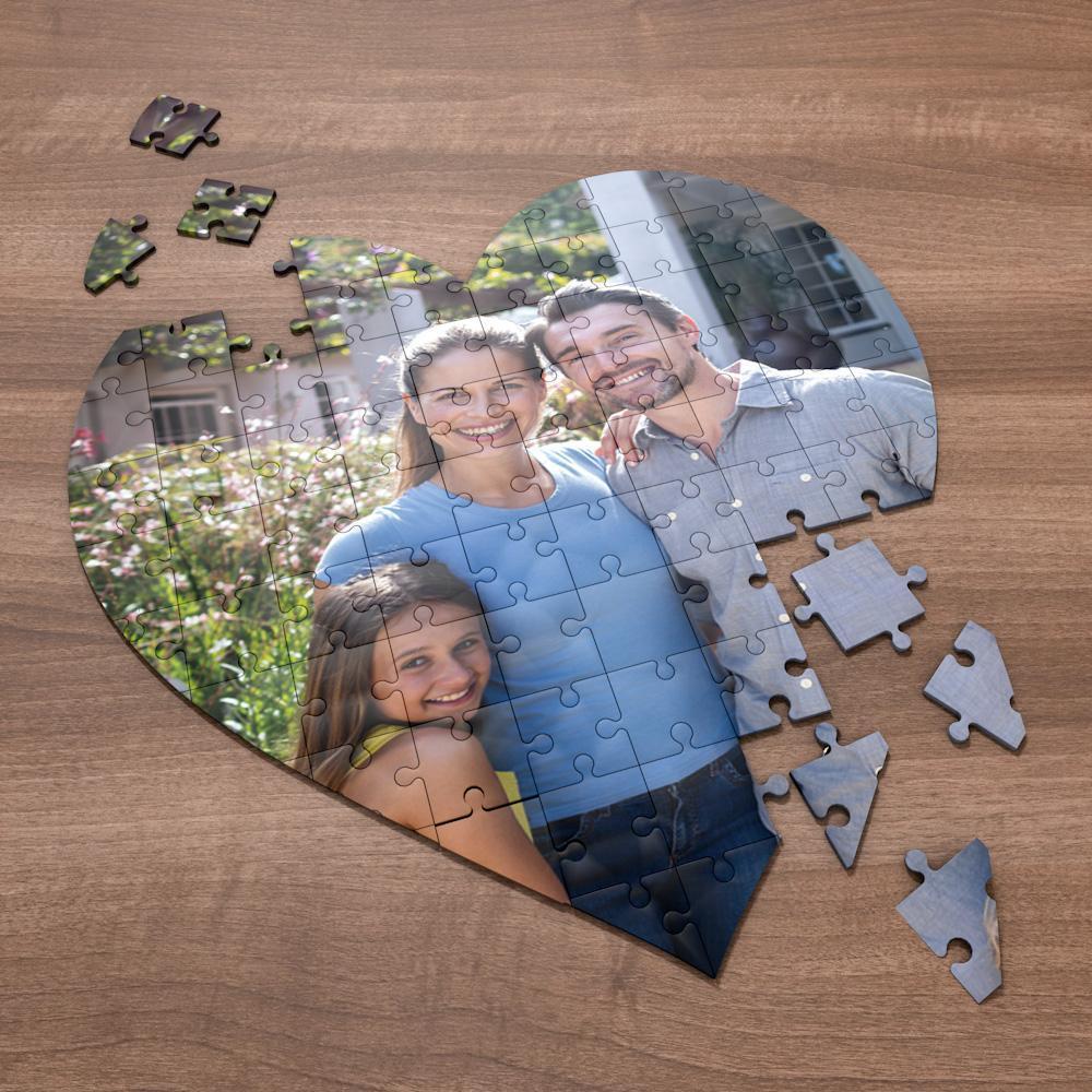 Rompecabezas De Fotos Foto De Familia Personalizada Rompecabezas En Forma De Corazón - MyFaceSocksMX