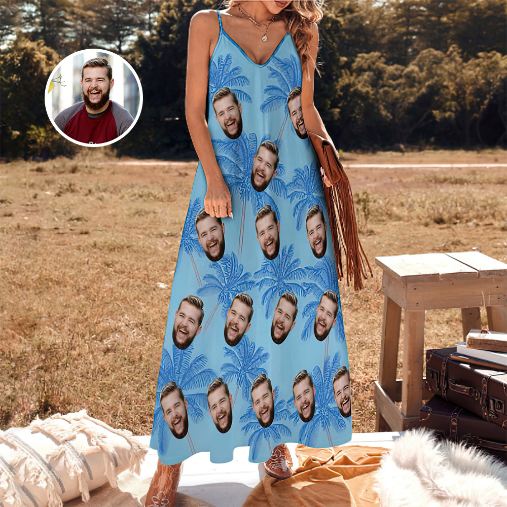 Vestido Largo Estilo Hawaiano Con Tirantes Faciales Personalizados, Vestido Tropical Colorido, Regalo De Fiesta - miscalcetinescaramx