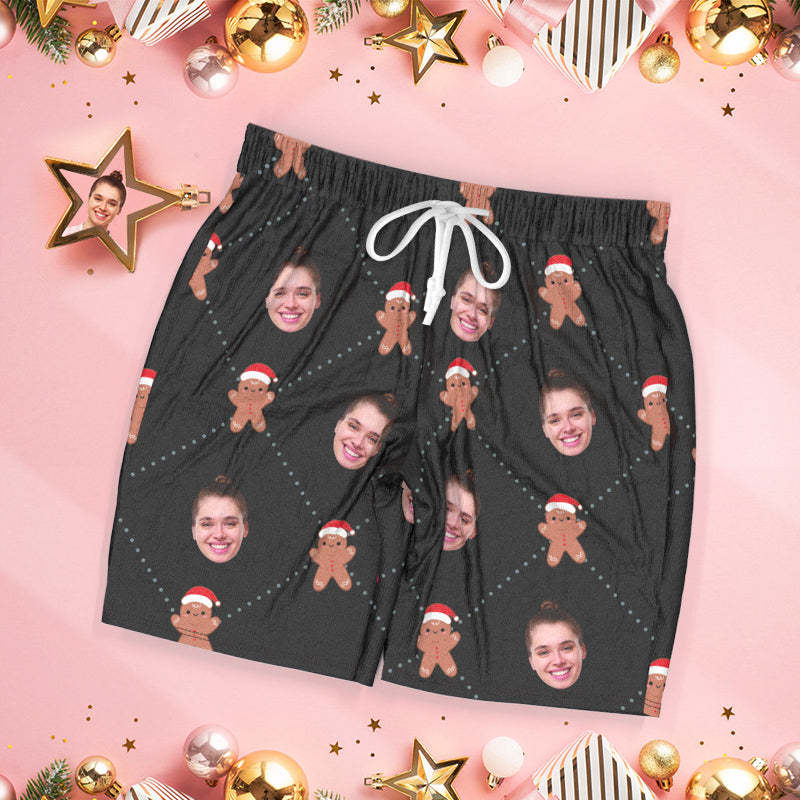 Pijamas De Cara Personalizados Pijamas Navideños Lindos Pijamas De Pan De Jengibre - MyFaceSocksMX