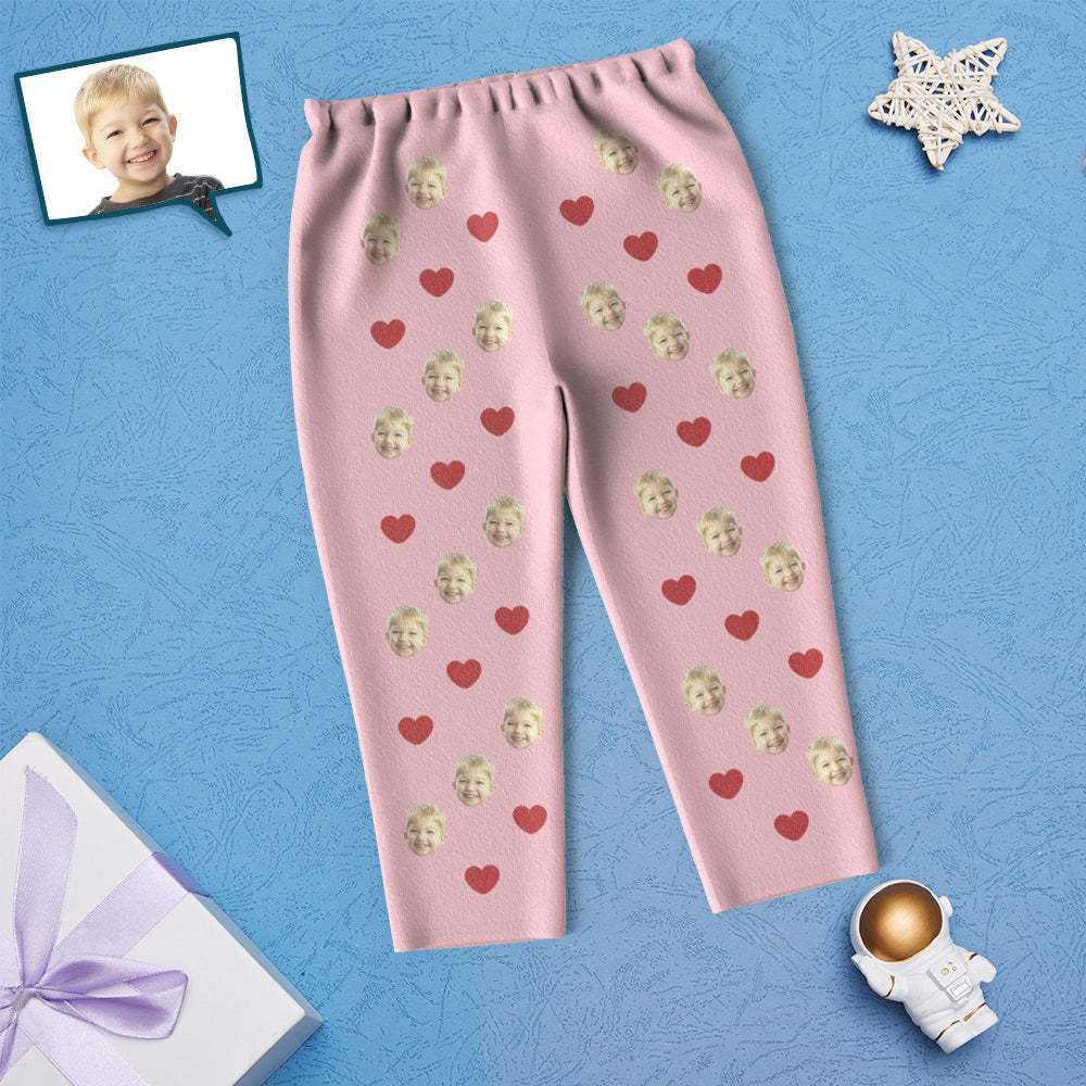 Pijamas Para Niños Con Cara Personalizada Ropa De Dormir Para Niños Personalizada - Love Heart - MyFaceSocksMX