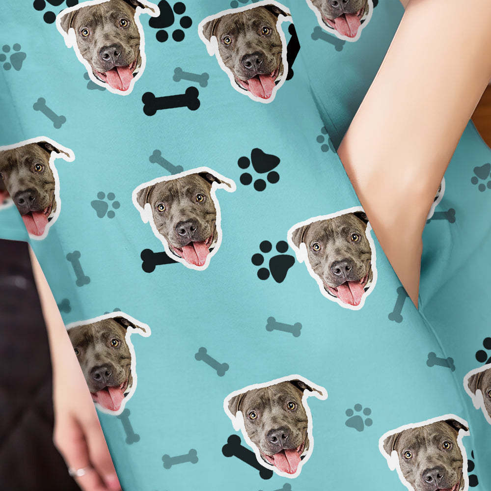 Camisón Personalizado Con Cara De Perro, Foto Personalizada, Camisón Colorido De Gran Tamaño Para Mujer, Regalos De Hueso Para Mujer - MyFaceSocksMX