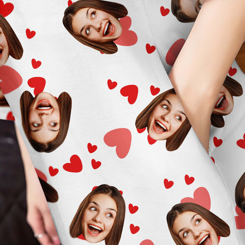 Camisón De Cara Personalizada Foto Personalizada Camisón De Gran Tamaño Para Mujer Regalos De Corazón Rojo Para Ella - MyFaceSocksMX