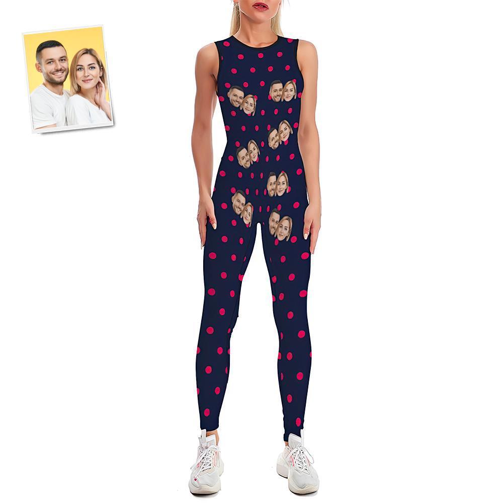 Traje De Baile De Fitness De Gimnasio De Yoga Elástico De Mono De Yoga De Cara Personalizada Para Mujer - Polka - MyFaceSocksMX