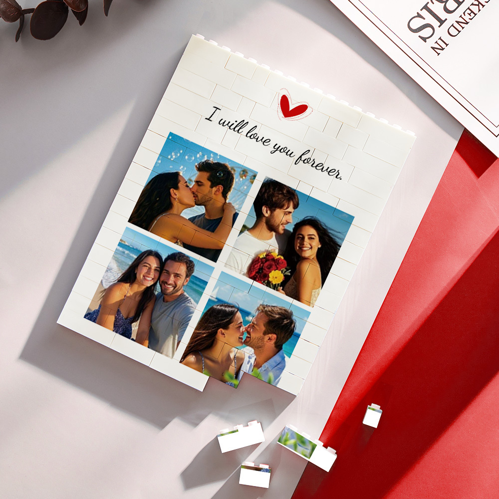Rompecabezas De Bloques De Construcción Personalizados Con Cuatro Fotos Y Textos. Bloques De Construcción De Pareja Personalizados Con Nombres. Regalo De San Valentín Para Él O Ella. - miscalcetinescaramx