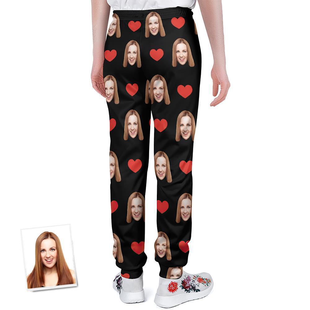 Pantalones De Chándal Personalizados Joggers Unisex Con Estampado De Corazón En La Cara - MyFaceSocksMX