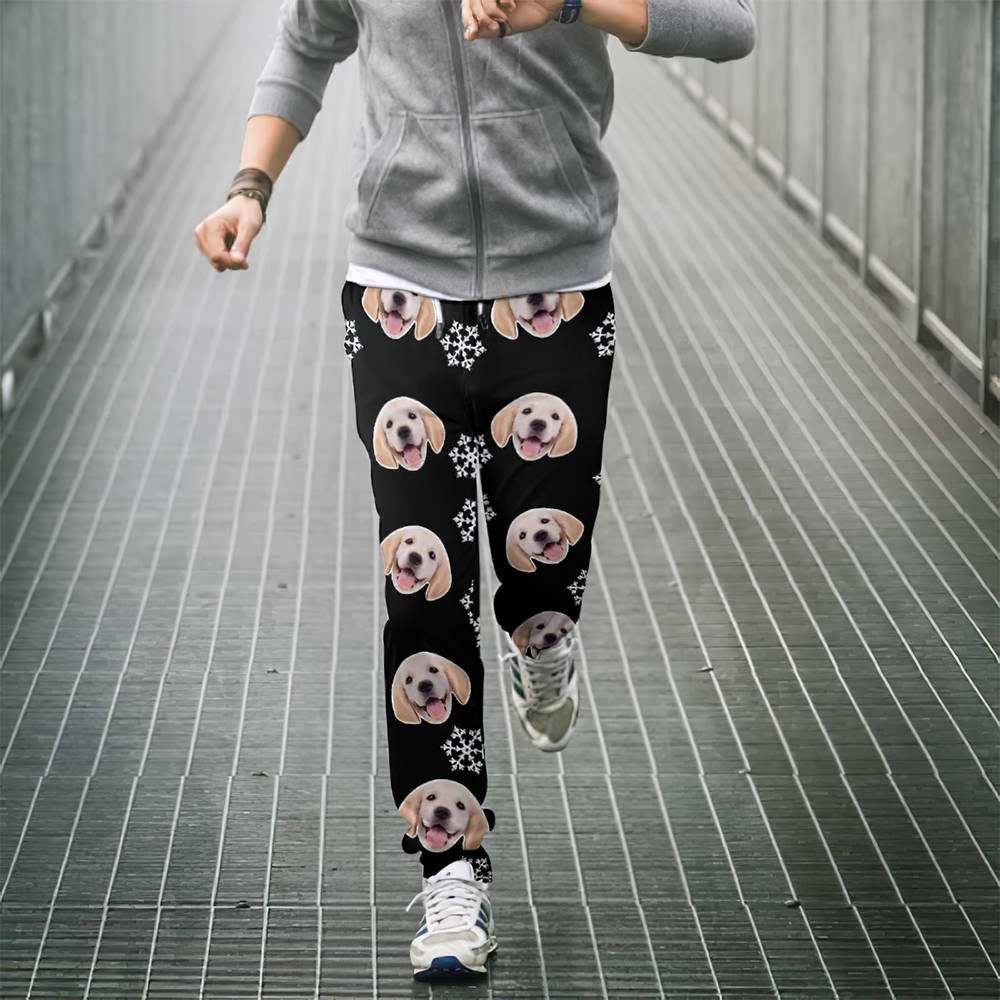 Pantalones De Chándal De Navidad Con Cara De Perro Personalizados Joggers Unisex - MyFaceSocksMX